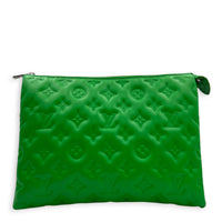 Coussin Green Shoulder Bag in Lambskin, Silver hardware