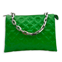 Coussin Green Shoulder Bag in Lambskin, Silver hardware