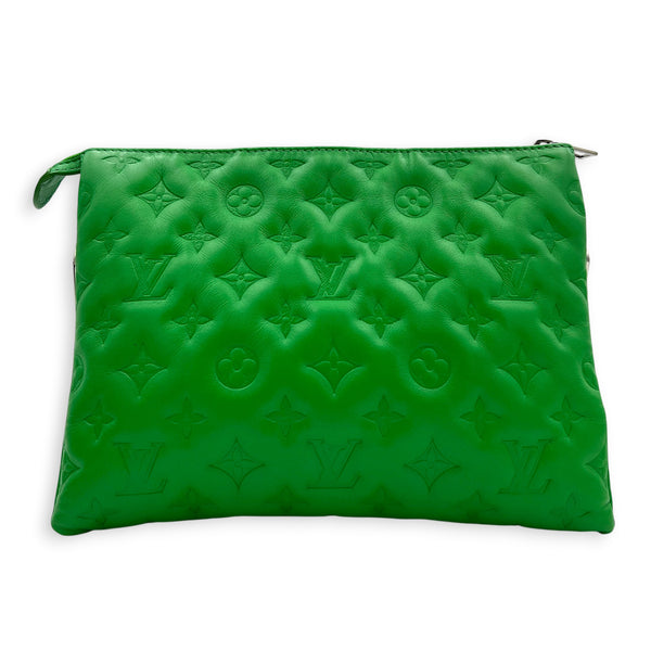 Coussin Green Shoulder Bag in Lambskin, Silver hardware