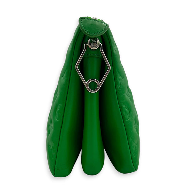 Coussin Green Shoulder Bag in Lambskin, Silver hardware