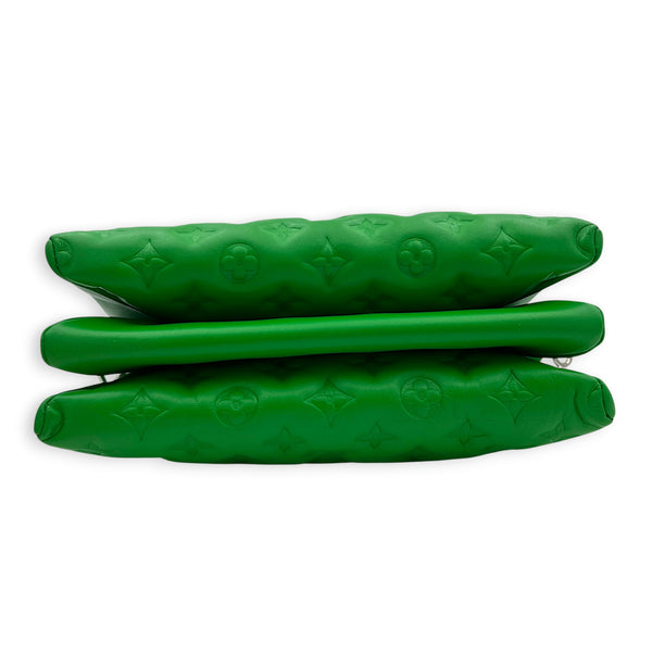 Coussin Green Shoulder Bag in Lambskin, Silver hardware