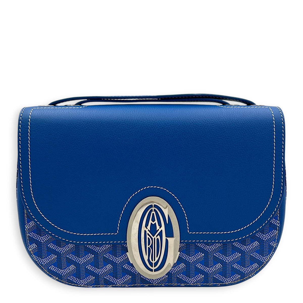 233 Crossbody Bag Blue in Coated Canvas, Silver hardware