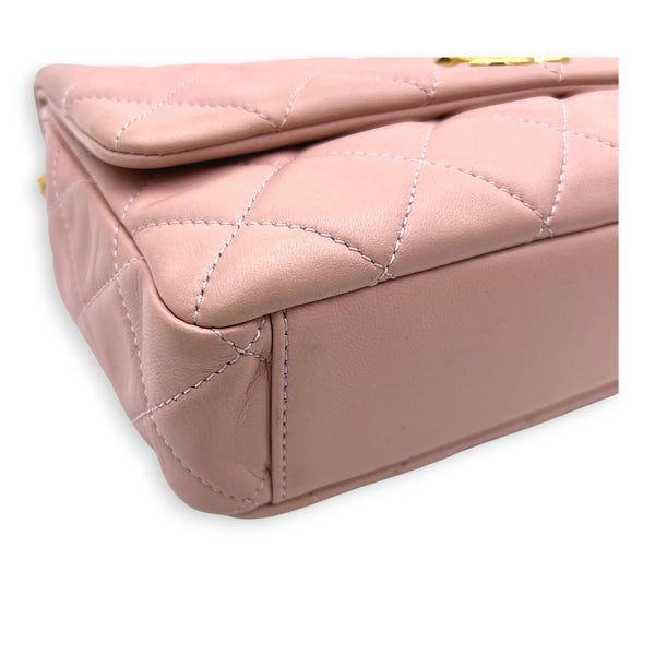 CC Quilted Enamel Charm Crossbody Bag Pink in Lambskin, Gold hardware