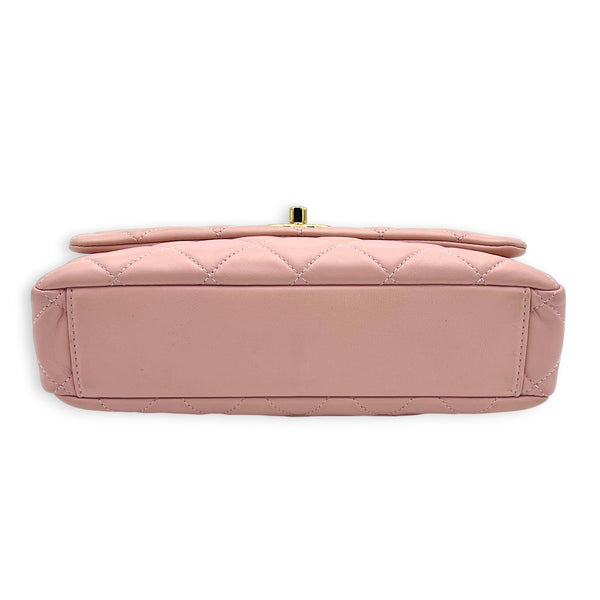 CC Quilted Enamel Charm Crossbody Bag Pink in Lambskin, Gold hardware