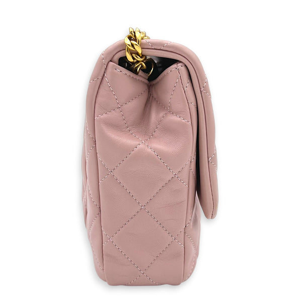 CC Quilted Enamel Charm Crossbody Bag Pink in Lambskin, Gold hardware