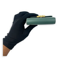 Triomphe Wallet Green in Calfskin, Gold hardware