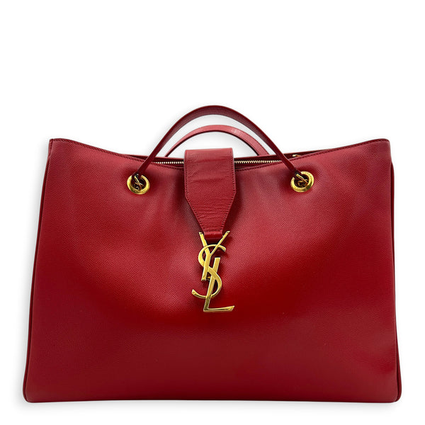 Cassandra Tote Bag Red in Calfskin, Gold hardware