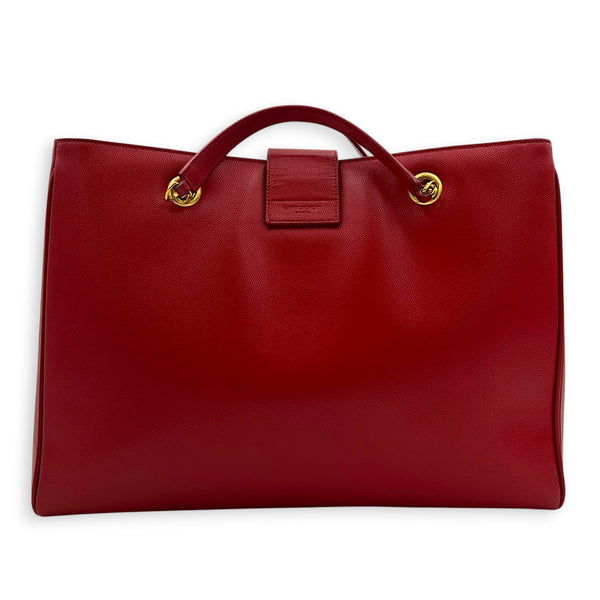 Cassandra Tote Bag Red in Calfskin, Gold hardware