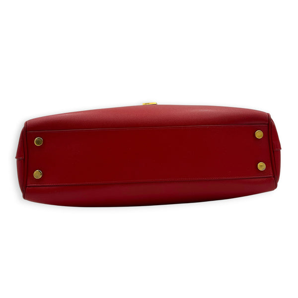 Cassandra Tote Bag Red in Calfskin, Gold hardware