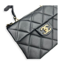 Retro Twist Top Handle Bag Black in Caviar Leather, Gold hardware