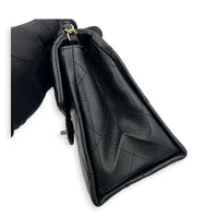Retro Twist Top Handle Bag Black in Caviar Leather, Gold hardware