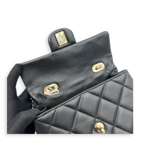 Retro Twist Top Handle Bag Black in Caviar Leather, Gold hardware