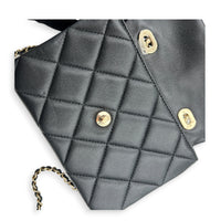 Retro Twist Top Handle Bag Black in Caviar Leather, Gold hardware