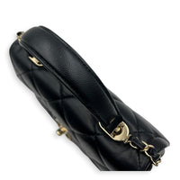 Retro Twist Top Handle Bag Black in Caviar Leather, Gold hardware