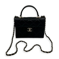 Retro Twist Top Handle Bag Black in Caviar Leather, Gold hardware