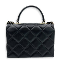 Retro Twist Top Handle Bag Black in Caviar Leather, Gold hardware
