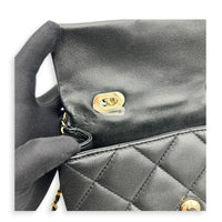Retro Twist Top Handle Bag Black in Caviar Leather, Gold hardware
