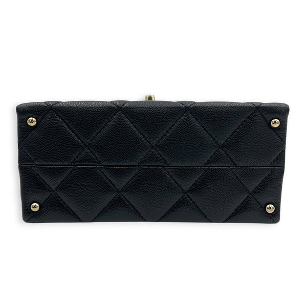 Retro Twist Top Handle Bag Black in Caviar Leather, Gold hardware