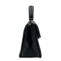 Retro Twist Top Handle Bag Black in Caviar Leather, Gold hardware