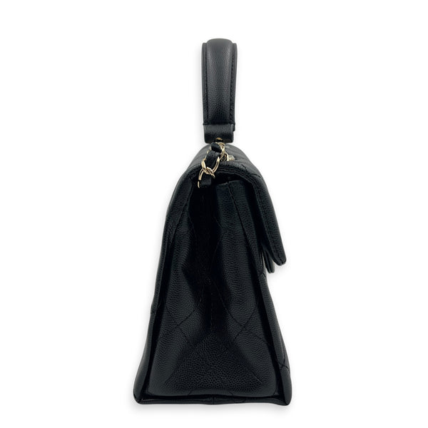 Retro Twist Top Handle Bag Black in Caviar Leather, Gold hardware