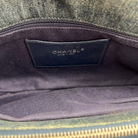 Camelia Shoulder Bag Large Blue in Denim, Silver hardware