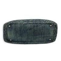 Camelia Shoulder Bag Large Blue in Denim, Silver hardware