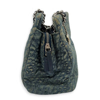 Camelia Shoulder Bag Large Blue in Denim, Silver hardware