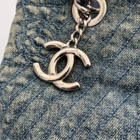 Camelia Shoulder Bag Large Blue in Denim, Silver hardware