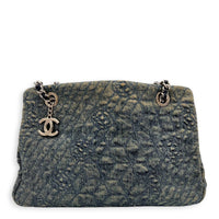 Camelia Shoulder Bag Large Blue in Denim, Silver hardware