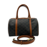 Boston Top Handle Bag Brown in Coated Canvas, Gold hardware