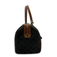 Boston Top Handle Bag Brown in Coated Canvas, Gold hardware