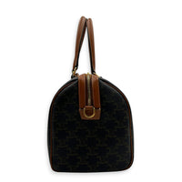 Boston Top Handle Bag Brown in Coated Canvas, Gold hardware