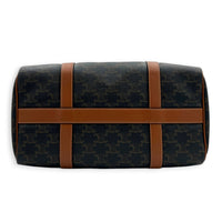 Boston Top Handle Bag Brown in Coated Canvas, Gold hardware