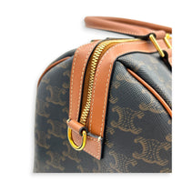 Boston Top Handle Bag Brown in Coated Canvas, Gold hardware