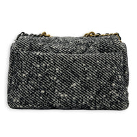 C19 Small Black and White Shoulder Bag in Tweed, Mixed hardware
