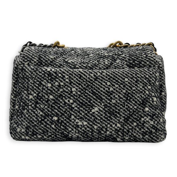 C19 Small Black and White Shoulder Bag in Tweed, Mixed hardware