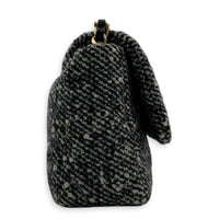 C19 Small Black and White Shoulder Bag in Tweed, Mixed hardware