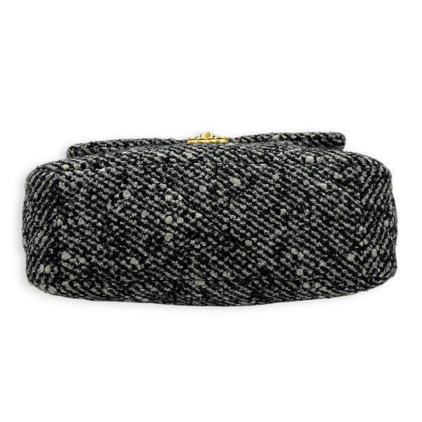 C19 Small Black and White Shoulder Bag in Tweed, Mixed hardware