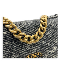 C19 Small Black and White Shoulder Bag in Tweed, Mixed hardware