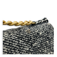 C19 Small Black and White Shoulder Bag in Tweed, Mixed hardware