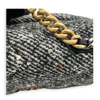 C19 Small Black and White Shoulder Bag in Tweed, Mixed hardware