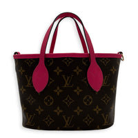 Neverfull Inside Out BB Brown Top Handle Bag in Monogram Coated Canvas, Gold hardware