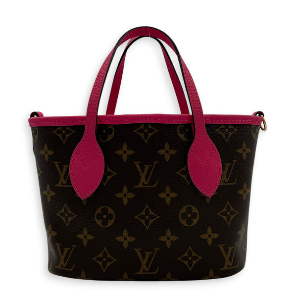 Neverfull Inside Out BB Brown Top Handle Bag in Monogram Coated Canvas, Gold hardware