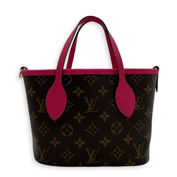 Neverfull Inside Out BB Brown Top Handle Bag in Monogram Coated Canvas, Gold hardware