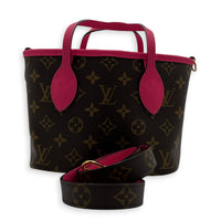 Neverfull Inside Out BB Brown Top Handle Bag in Monogram Coated Canvas, Gold hardware