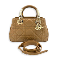 The Lady 95.22 Medium Caramel Tote Bag in Lambskin, Gold hardware