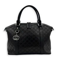 Guccissima Top Handle Bag Black in Calfskin, Silver hardware