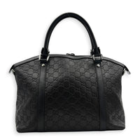Guccissima Top Handle Bag Black in Calfskin, Silver hardware