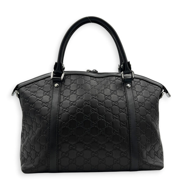Guccissima Top Handle Bag Black in Calfskin, Silver hardware