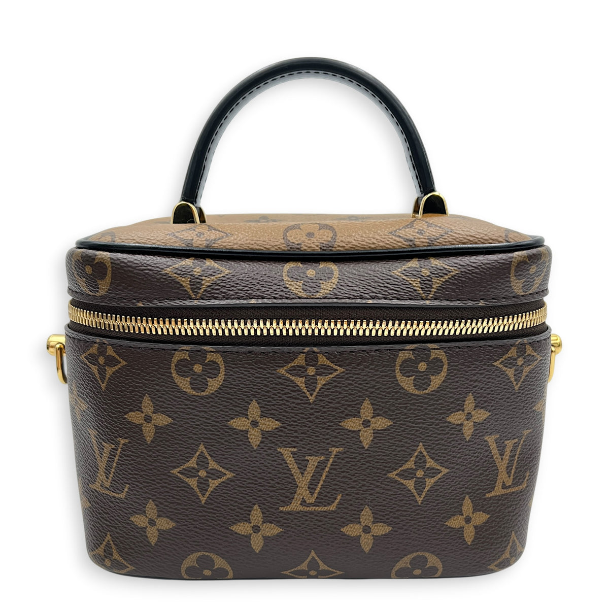 Vanity Top Handle Bag Brown in Monogram Coated Canvas, Gold hardware